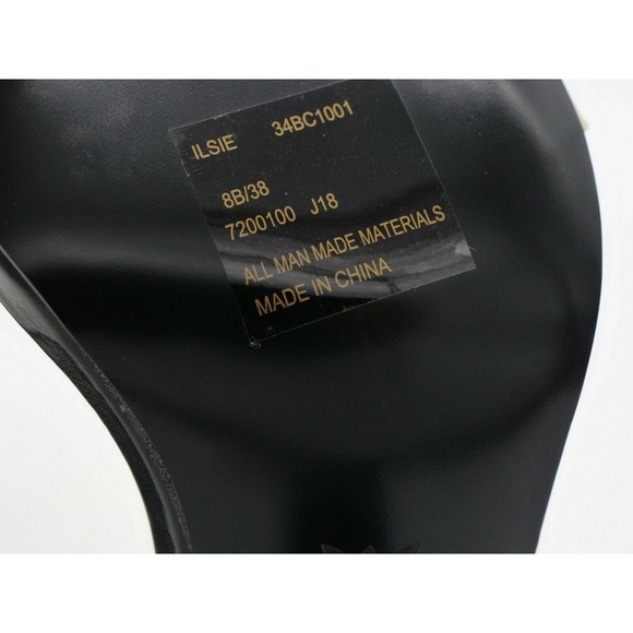 BCBG Sandals Womens 8 Black Faux Leather Ankle Strap High Heel Ilsie Buckle - Picture 9 of 10